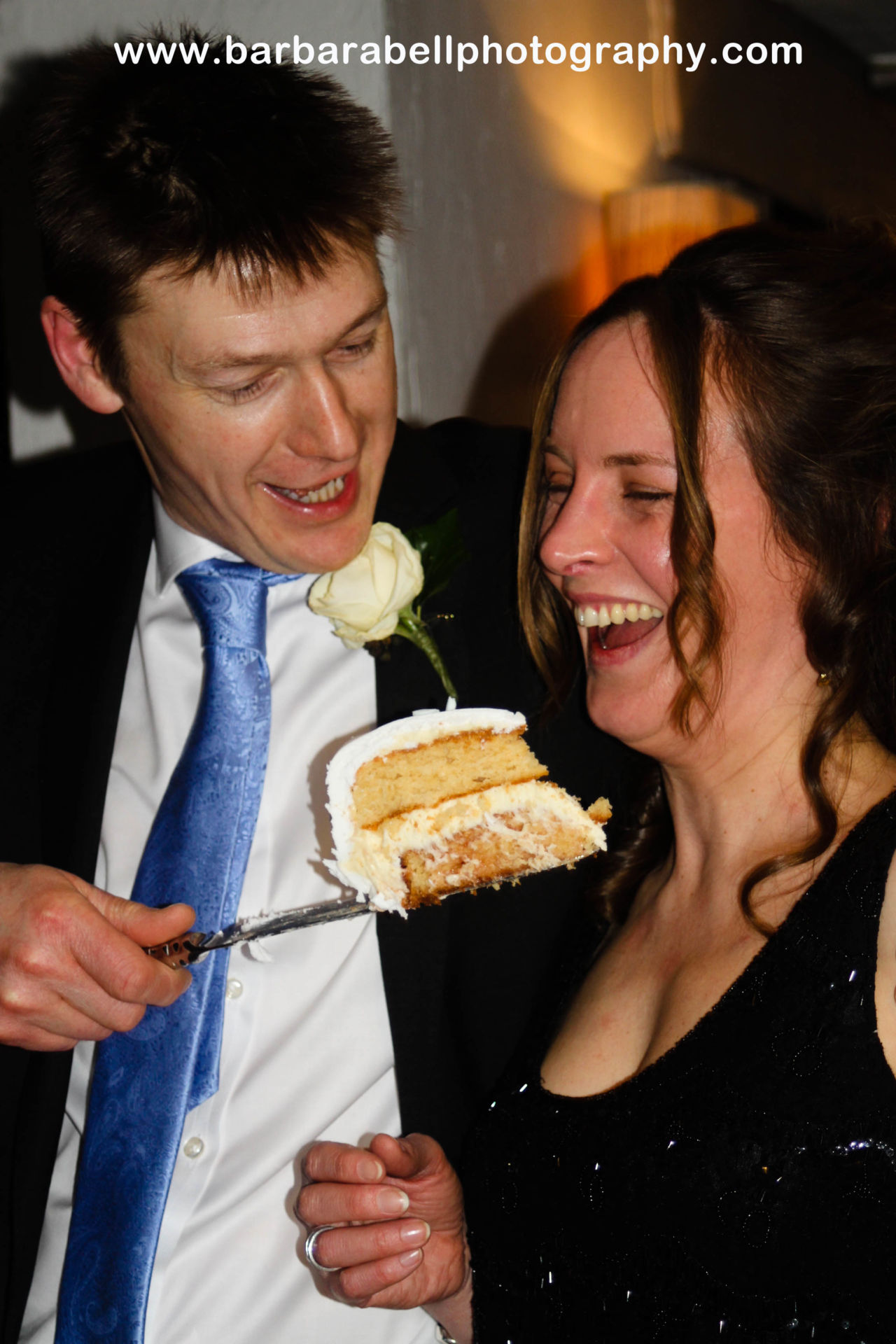 The cutting of the cake and the feeding to the new bride take on a new spin.