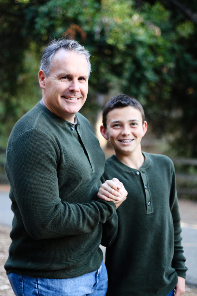 Father and Son take their portrait session together seriously in Belmont, CA with Barbara Bell Photography.