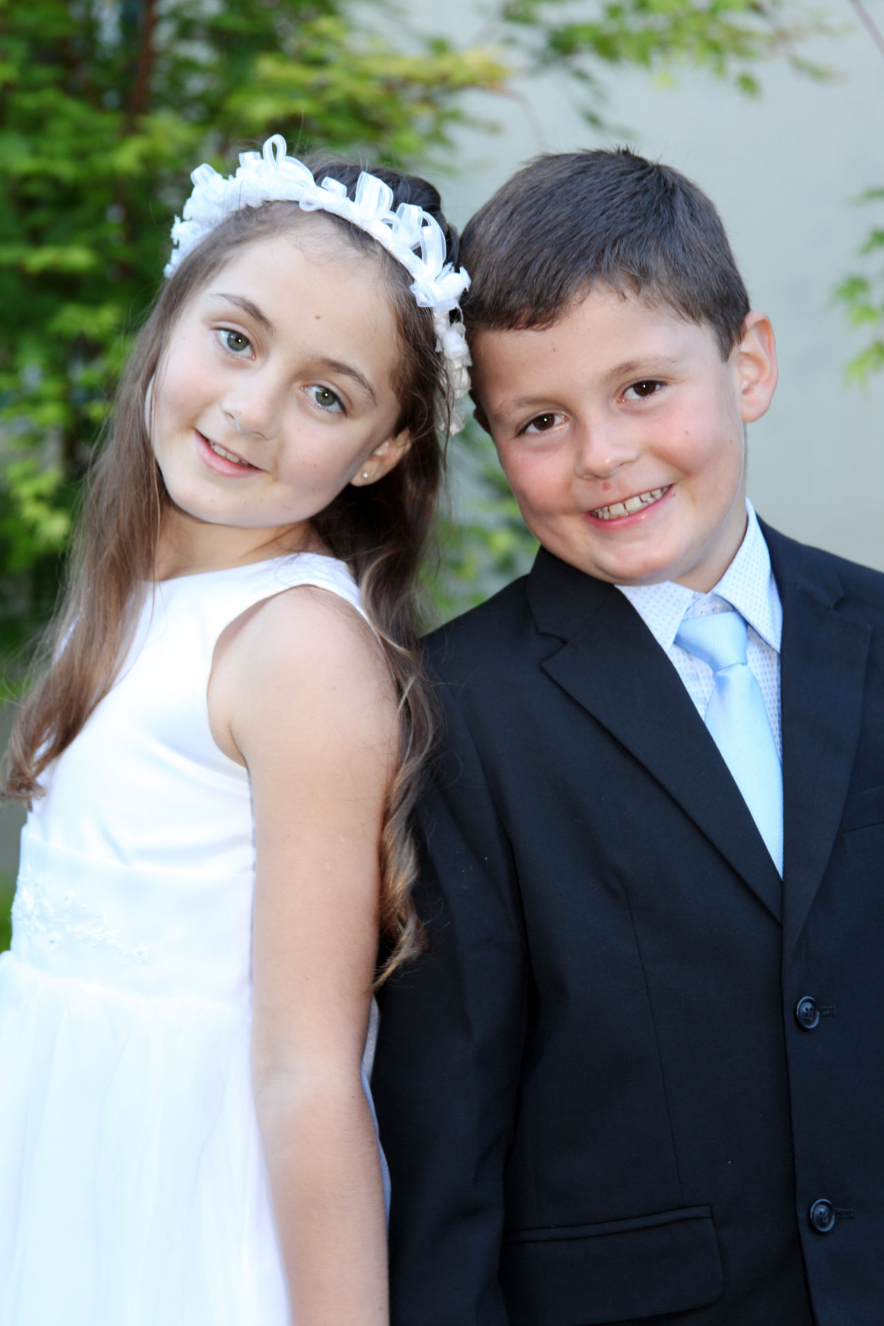 Brother and Sister in their First Communion Portrait with Barbara Bell Photography