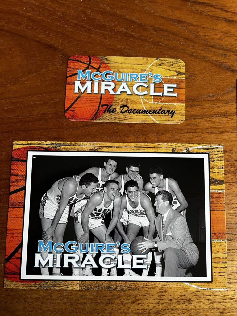 Business card for the documentary, McGuire's Miracle.