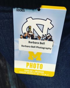 Photographer badge for UNC vs Michigan game.