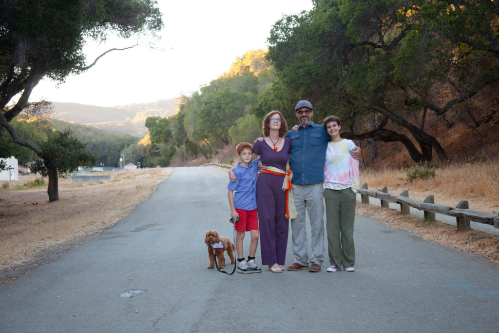 A family and pet portrait session includes the four-legged and furry members of the family near Woodside, CA with Barbara Bell Photography.