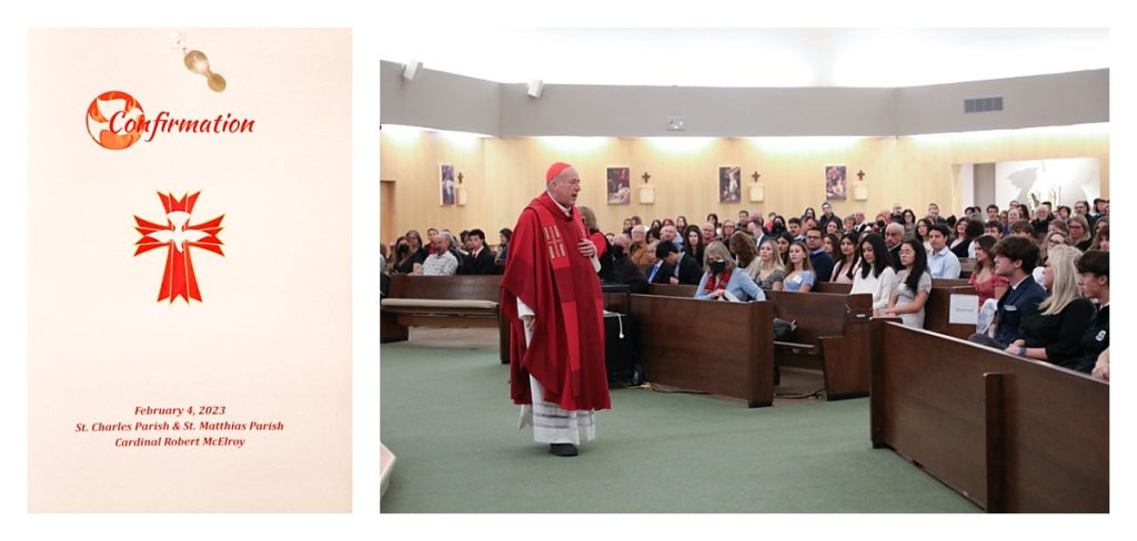 Bishop McElroy address the confirmation at St Charles Church